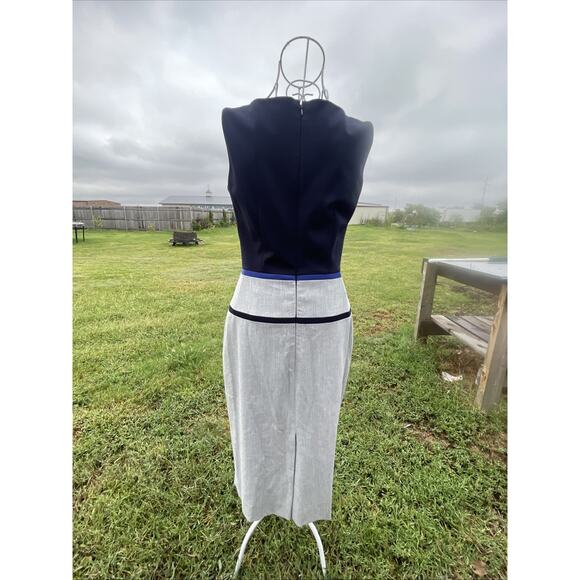 Antonio Melani Navy Blue Gray Stretch Sheath Dress 2 Excellent Business Casual - Picture 4 of 7